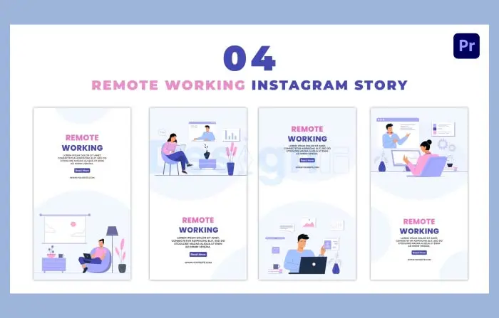 Creative Remote Working Employees Flat Character Instagram Story